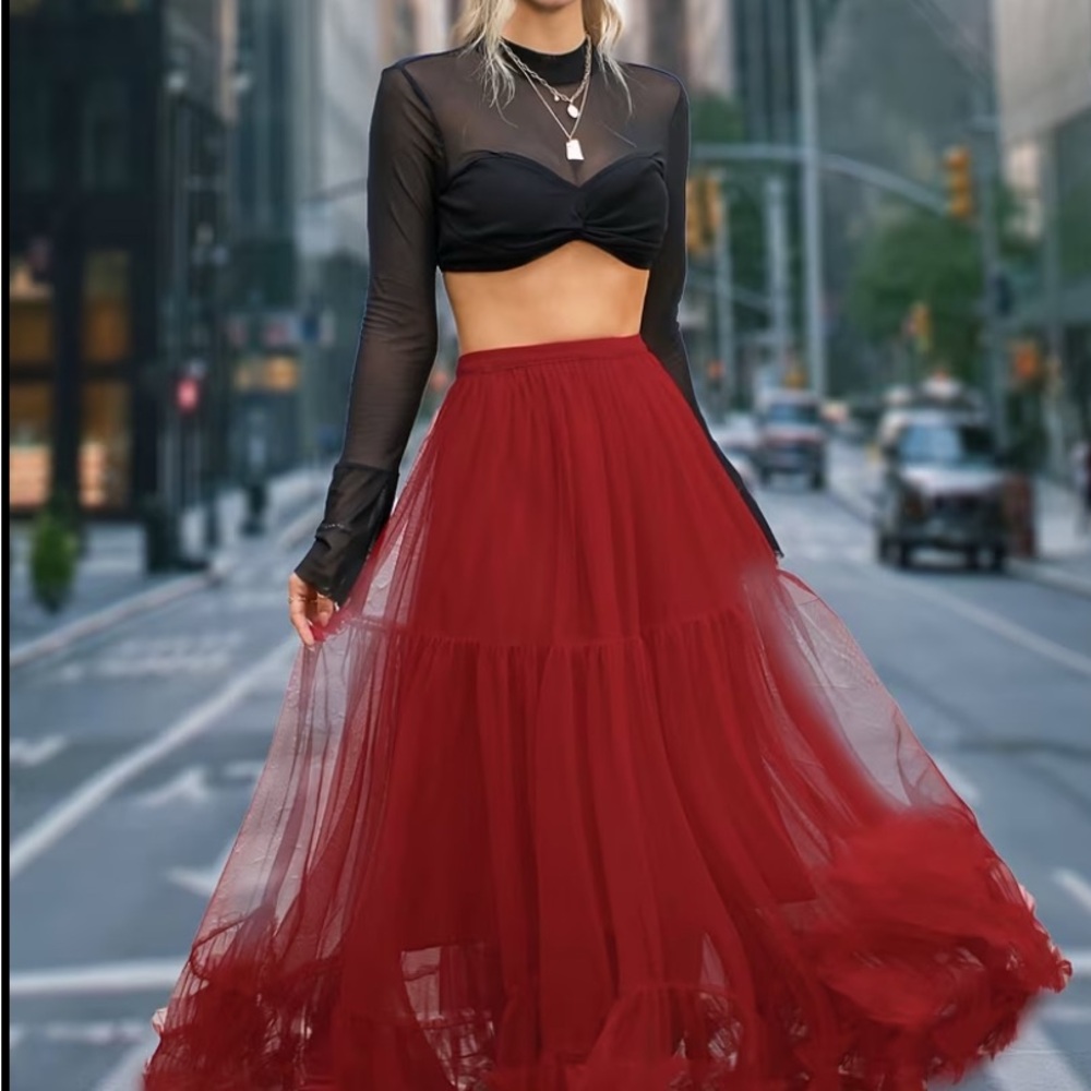 Chic Red Maxi Skirt